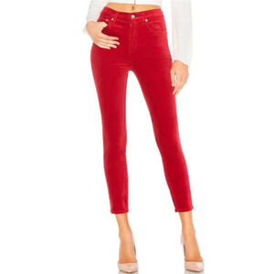 Rag & Bone - High-Rise Velvet Skinny Ankle Pants in “Chili Pepper” Size 26, Red